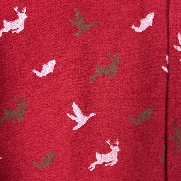 Lands End Red Chamois Flannel Long Sleeve Mens Animal Print Made in USA Size M - Picture 4 of 9